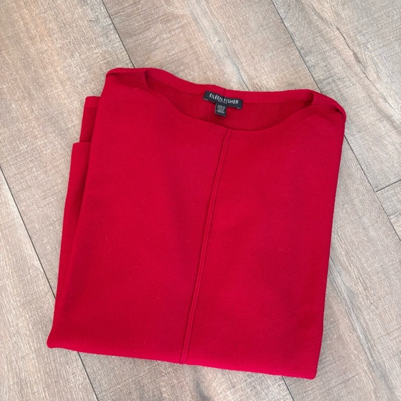EILEEN FISHER Merino Wool Red Sweater Women's Petite Medium - Picture 7 of 15